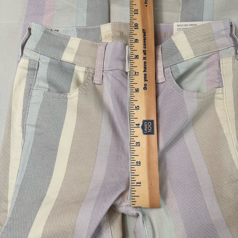 American Eagle Pastel Striped HighRise Jegging Crop Next Level Stretch Sz 00 24W - Picture 9 of 16